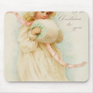 Mousepad Cartão de Natal que descreve uma menina com um