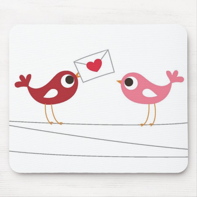 Mousepad Cartão do amor dos pássaros (Frente)