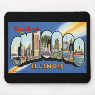 Mousepad Cartão do vintage de Chicago Illinois