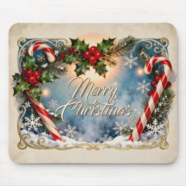 Mousepad Cartão Festivo de Natal com Brilho (Frente)