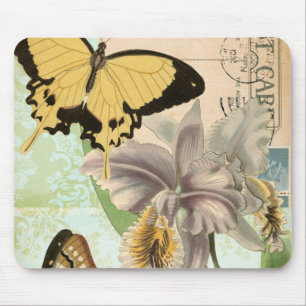 Mousepad Cartão-postal com borboletas e flores