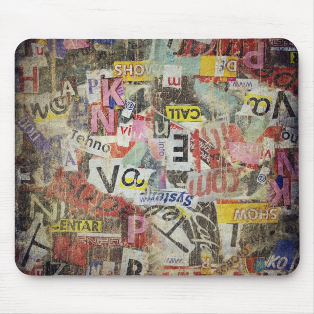 Mousepad Cartas de jornal Grunge (Frente)