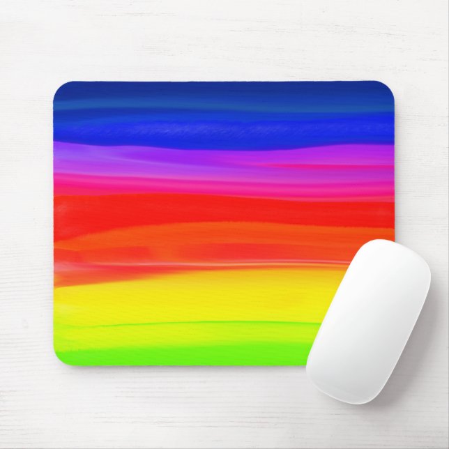 Mousepad cartaz abstrato de arco-íris aquarela (Com mouse)