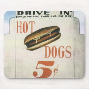 Mousepad Cartaz Antigo, Maior Drive In de Cachorros-Quentes