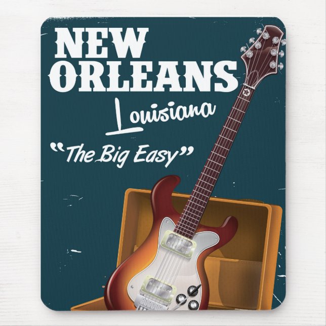 Mousepad cartaz da guitarra elétrica de Nova Orleans Louisi (Frente)
