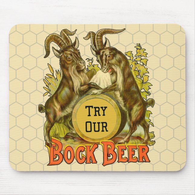 Mousepad Cartaz de Cerveja Bock Vintage: Antigo Salão de Ba (Frente)