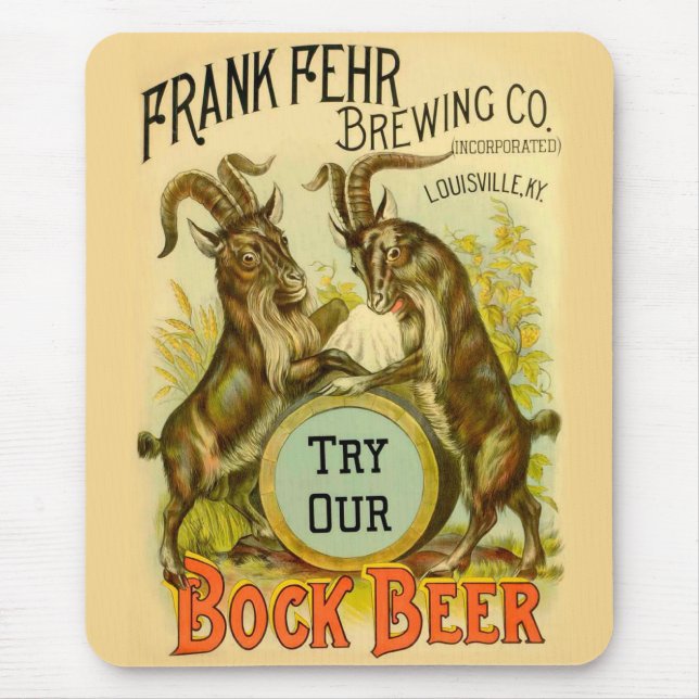 Mousepad Cartaz de Cerveja Bock Vintage: Antigo Salão de Bo (Frente)