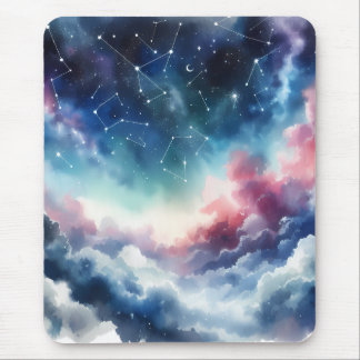 Mousepad Cartaz de Mouse Noite de Céu Molhado por Aquarela
