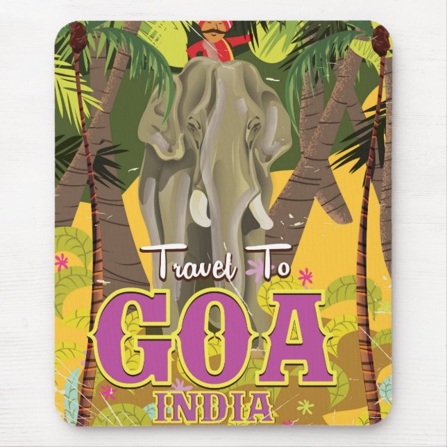Mousepad Cartaz de viagem antigo de Goa Índia (Frente)