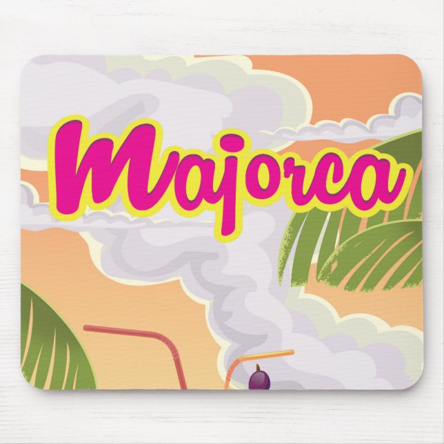 Mousepad cartaz de viagem antigo de Maiorca. (Frente)