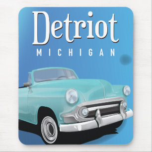 Mousepad Cartaz de viagem antigo Detroit Michigan EUA