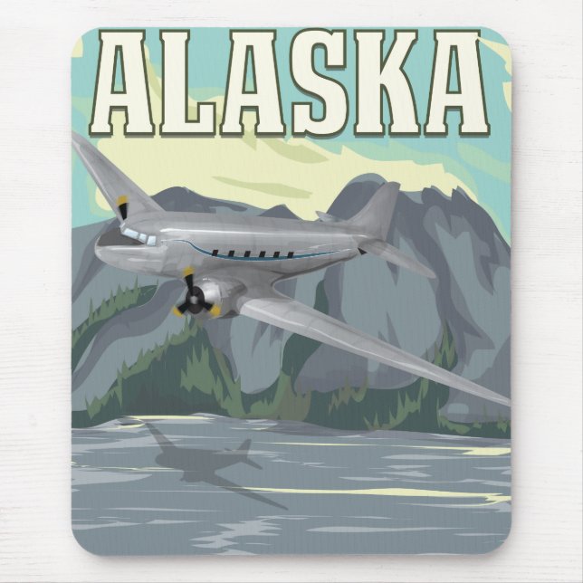 Mousepad Cartaz de Viagem Antigo do Alasca (Frente)