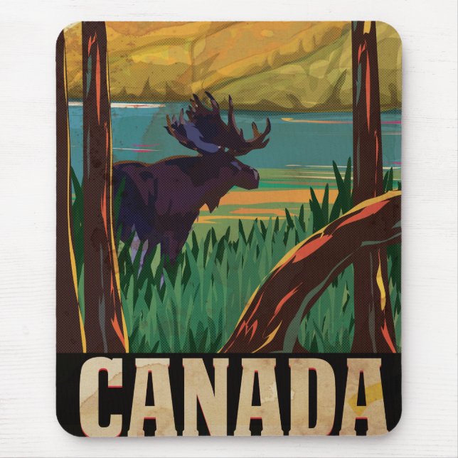 Mousepad Cartaz de Viagem Antigo do Canadá (Frente)