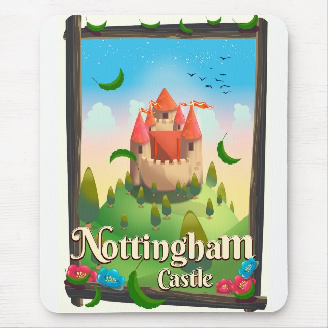 Mousepad cartaz de viagem ao castelo de Nottingham (Frente)