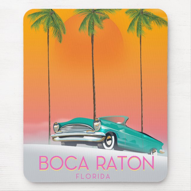 Mousepad Cartaz de viagem Boca Raton Flórida. (Frente)
