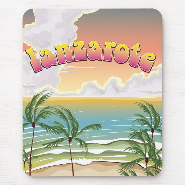 Mousepad cartaz de viagem da praia de Lanzarote (Frente)