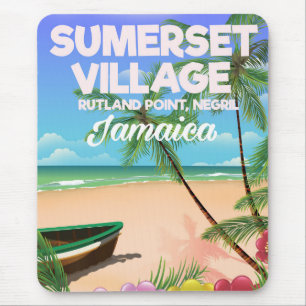 Mousepad Cartaz de viagem da Vila Sumerset Jamaica