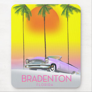 Mousepad cartaz de viagem de carro clássico de Bradenton Fl
