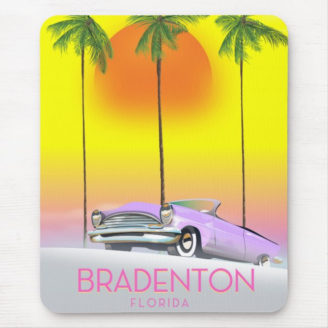 Mousepad cartaz de viagem de carro clássico de Bradenton Fl (Frente)