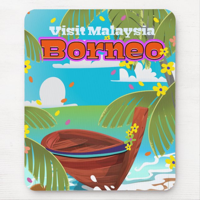 Mousepad cartaz de viagem de férias da ilha de Bornéu. (Frente)