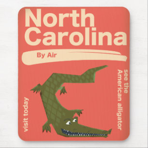 Mousepad cartaz de viagem do aligator da Carolina do Norte