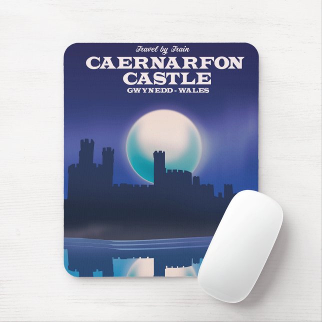 Mousepad Cartaz de viagem do Castelo de Caernarfon, Gwynedd (Com mouse)