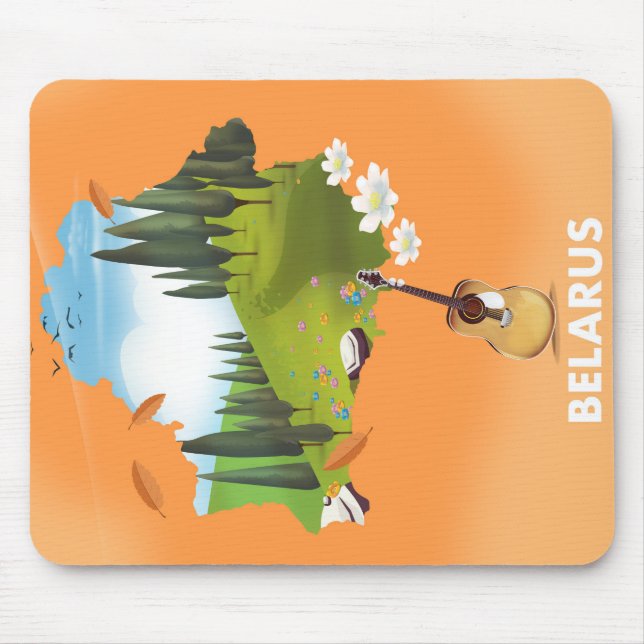 Mousepad Cartaz de viagem do mapa da Bielorrússia. (Frente)