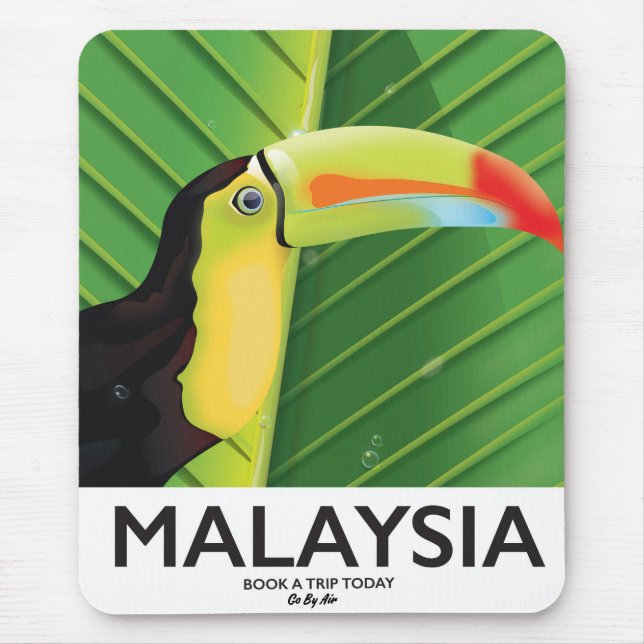 Mousepad Cartaz de viagem do Tucano da Malásia (Frente)