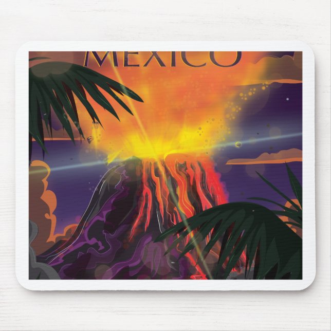 Mousepad Cartaz de Viagem do Vulcão do México (Frente)