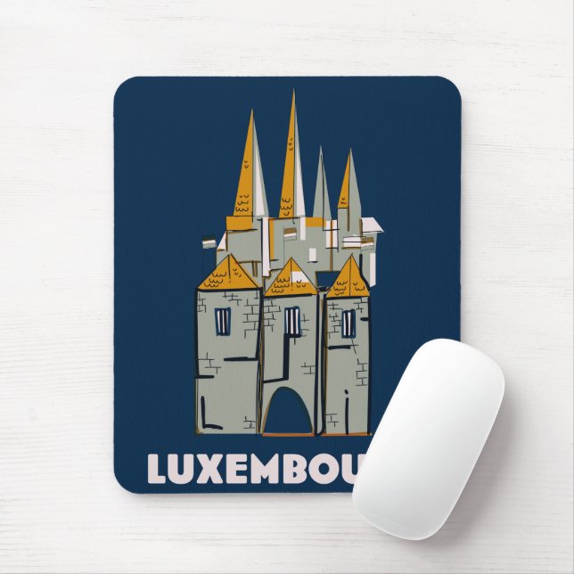Mousepad Cartaz de viagem estilo retrô de Luxemburgo (Com mouse)
