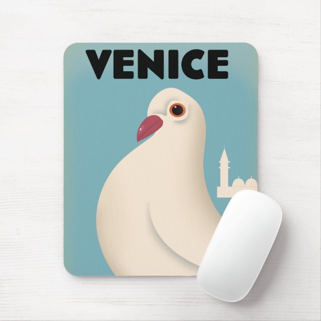Mousepad cartaz de viagem estilo vintage Veneza (Com mouse)