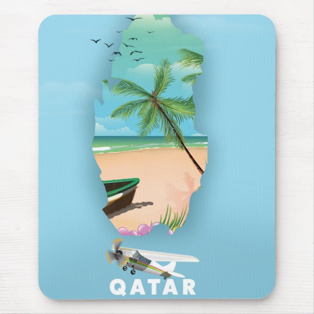 Mousepad cartaz de viagem ilustrado do Catar (Frente)