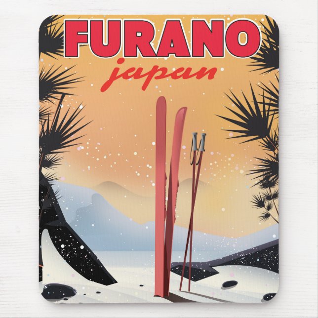 Mousepad Cartaz de viagem japonês Furano. (Frente)