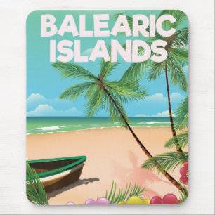 Mousepad cartaz de viagem para a praia das Ilhas Baleares
