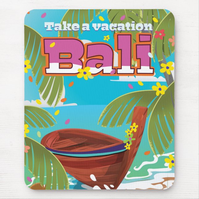 Mousepad Cartaz de viagem para Bali. (Frente)