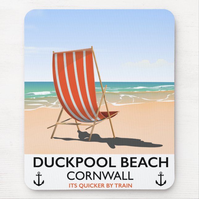 Mousepad Cartaz de viagem para Duckpool Beach Cornwall (Frente)