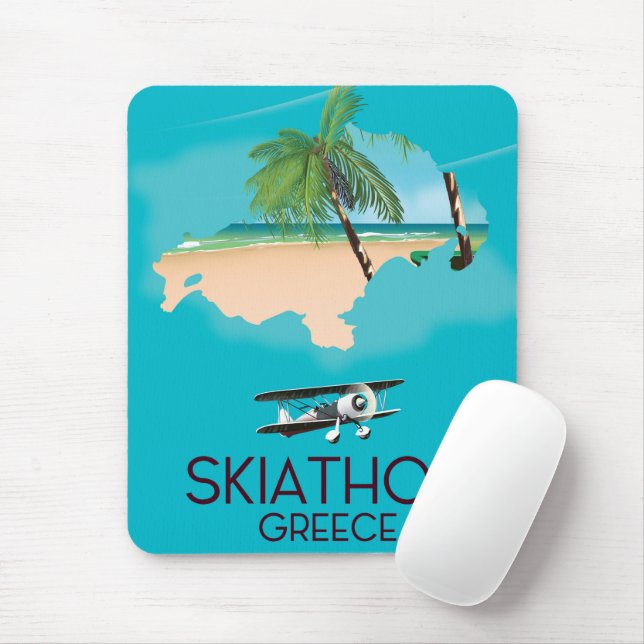 Mousepad Cartaz de viagem para Skiathos Grécia (Com mouse)