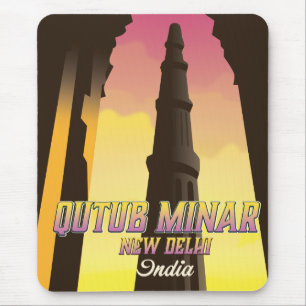 Mousepad Cartaz de viagem Qutub Minar Nova Deli Índia