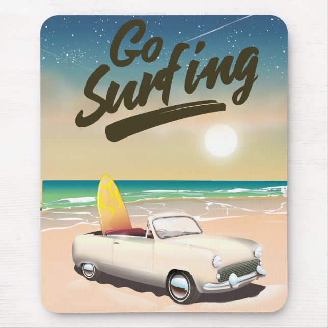 Mousepad Cartaz de viagem Vá Surfar! (Frente)