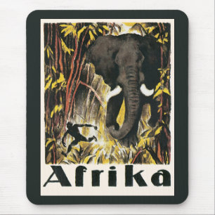 Mousepad Cartaz de Viagem Vintage África, Elefante Africano