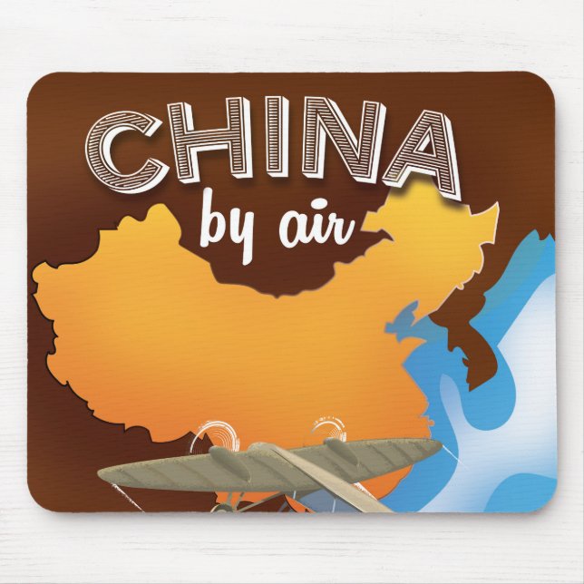 Mousepad Cartaz de viagem vintage da China (Frente)