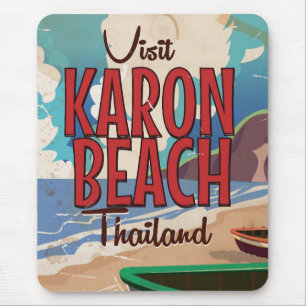 Mousepad Cartaz de viagem vintage da Praia de Karon Tailând