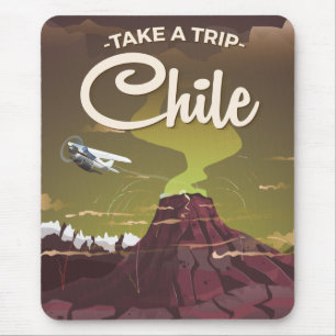 Mousepad Cartaz de viagem vintage do vulcão do Chile