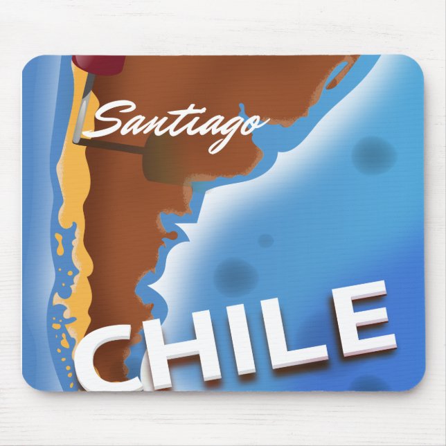 Mousepad Cartaz de viagem vintage Santiago Chile (Frente)
