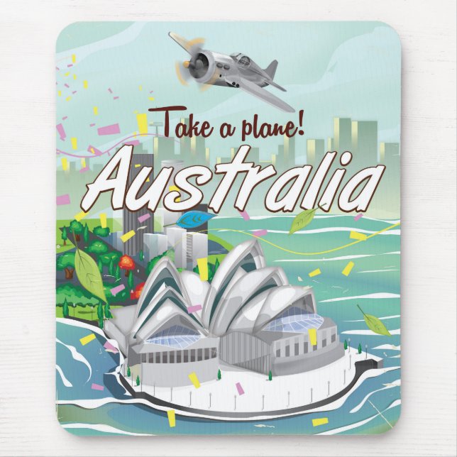 Mousepad Cartaz de viagem vintage Sydney Austrália (Frente)