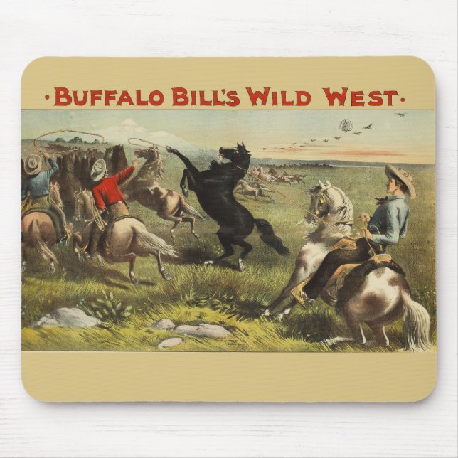 Mousepad Cartaz do Cavaleiro do Oeste Selvagem de Buffalo B (Frente)