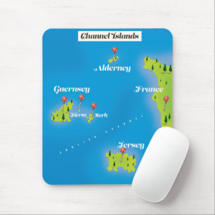 Mousepad Cartaz do mapa das Ilhas do Canal.