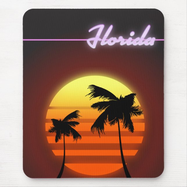 Mousepad Cartaz do pôr do sol da Flórida 1984 (Frente)