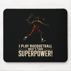 Mousepad Cartaz retro de superpoder engraçado de racquetbal