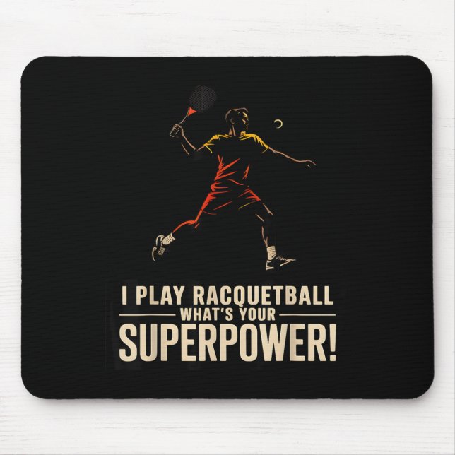 Mousepad Cartaz retro de superpoder engraçado de racquetbal (Frente)